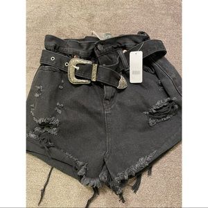 Black jean shorts